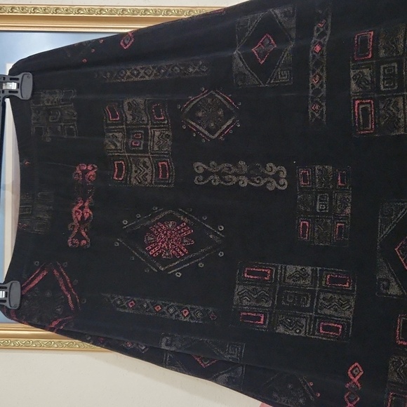 Chico's Travelers Black Boho Old World Asymmetrical Wrap Maxi Skirt  Whimsigoth - Picture 6 of 8